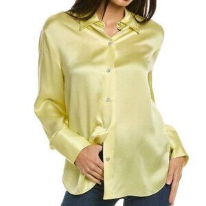 New Vince Silk Blouse Long Sleeve Button-Down Melon Dew Women’s Medium NWT